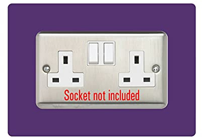 Double Socket Surround, Square Acrylic Back Panel Finger Plate, Decorative Frame for Neat and Tidy Finish, Colour:Purple