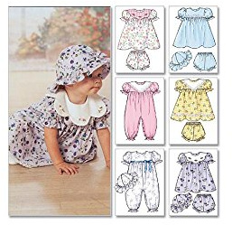 Butterick Patterns B4110 Infants Dress/ Panties/ Jumpsuit/ Hat, Pack of 1, White