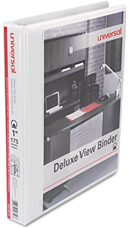 Deluxe Round Ring Vinyl View Binder, 1 Capacity, White, Sold as 1 Each