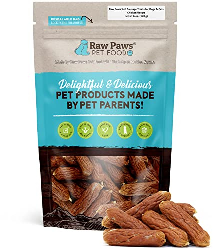 Raw Paws Grain-Free Soft Sausage Treats for Dogs & Cats - Chicken, 6-oz
