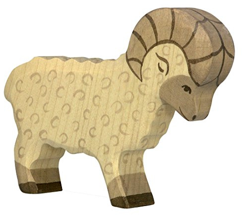 cama24com Widder Bauernhof Holzfigur Holzspielzeug von Holztiger mit Palandi® Sticker