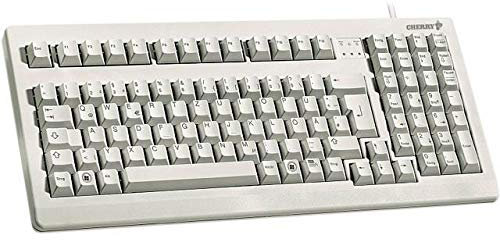 Cherry Electronics G80-1800LPCEU-0 Series G80-1800 Compact Industrial Keyboard, USB and PS/2 Interface, Mechanical Keyswitches, 15.9 W x 7.1 D x 1.7 H, Light Gray