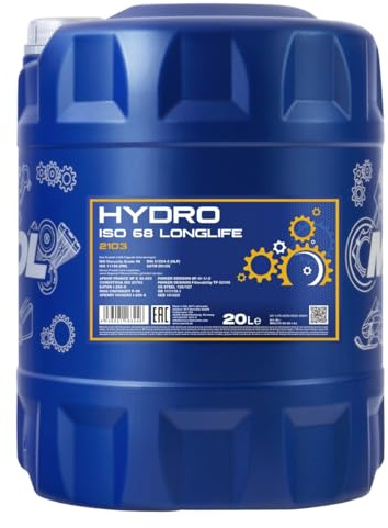 MANNOL 2103 Hydrauliköl ISO 68 HLP Longlife, DIN 51524-2, 20L | Mineralisches Hydrauliköl mit Verschleiß-, Oxidations- und Korrosionsschutz für Bau, Bergbau und Industrie, ISO 11158 HM
