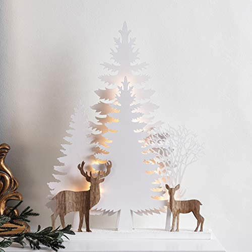 Lights4fun 15er LED Weihnachtsbaum Silhouette Batteriebetrieb Timer