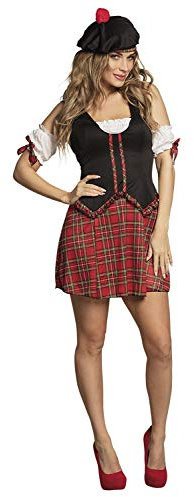 Boland - Kostüm für Erwachsene Schottin, kurzes Kleid, Baskenmütze und 1 Paar Armstulpen, Set, Schottland, Karo-Muster, Karneval, Mottoparty