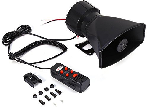 Keenso Auto Sirene Lautsprecher 12 V 60 Watt 5 Ton Auto Sirene Fahrzeug Horn mit Mikrofon PA Lautsprechersystem Notklang Verstärker Hooter Krankenwagen Verkehrspolizei Autoalarmanlagen