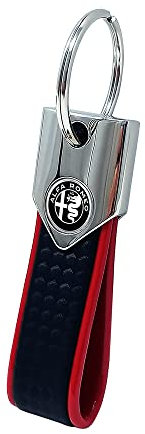 4R Quattroerre.it Schlüsselanhänger Elite Alfisti Carbon Silber Holographisch mit Alfa Logo, rot, One size