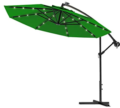 Luxus Ampelschirm - Gartenschirm mit LED Beleuchtung - Hochwertiger Sonnenschutz mit Solarpanel