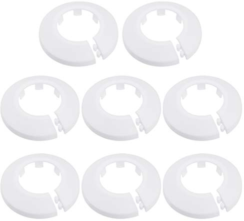 sourcing map 32mm Tube Couvercle Décoration Pp Radiateur Blanc 8 Pcs | Écusson Eau Tube Mur Couvercle