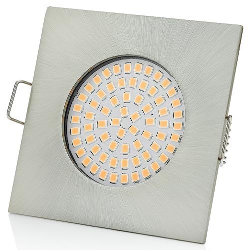 Sweet Led Einbaustrahler flach Spot aus Metall - Deckenspot 3,5W mit 330lm Leuchten 230V Einbauspots, LED Einbauleuchten für Decke (eckig,chrom geb.- warmweiß)