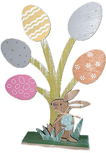 Albero di Pasqua in Legno per casa con Coniglio Uova da Decorazioni pasquali cm 30