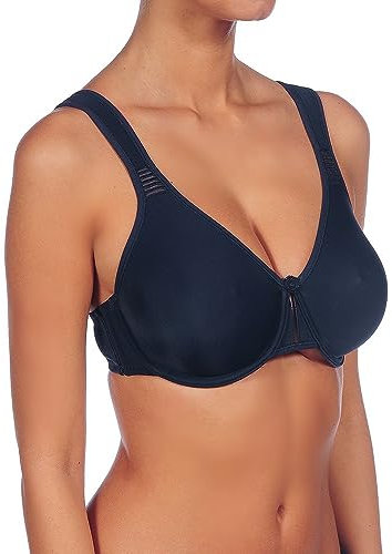 Selene, Reggiseno Contenitivo Donna con Spalline Larghe Comfort e Ferretto, Senza Imbottitura, Collezione Lorea, Colore Blu, Taglia 8D