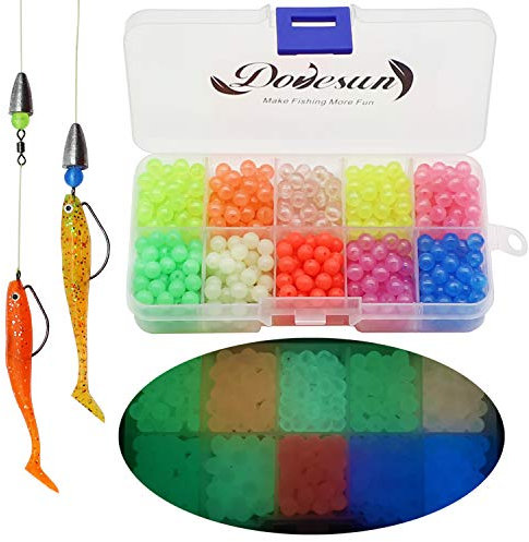 Dovesun Angelperlen, leuchtet im Dunkeln, Bunte schwimmende Perlen für Salzwasser-Angelvorrichtungen, 10 Farben, 6 mm (600 Stück)