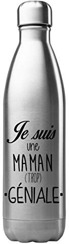Bouteille Gourde - Performance isotherme - acier inox - 500 ml - Citation personnalisé fête des Mères Maman - France (N°2)