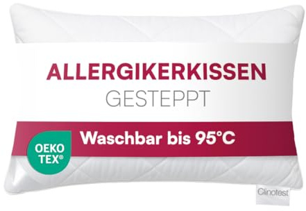 Clinotest Steppkissen 40x60 cm - großes Kopfkissen waschbar bis 95°C, bauschiges Kissen, Kochfest, formstabil & langlebig, Öko-Tex Zertifiziert in Hotelqualität, Allergikerkissen 350 g Füllung