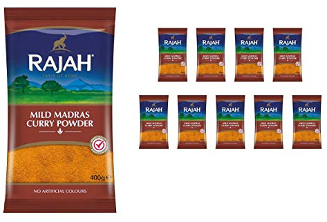 Rajah Spices Mild Madras Curry Powder | Madras | Mild | Curry Powder | (400g (Pack of 10))