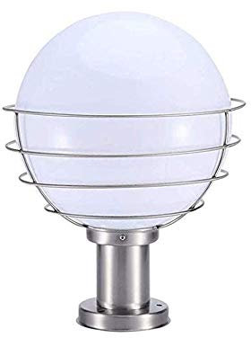 QIYHB E27 Acier Inoxydable Pilier Lampe Boule Jardin Lumière Jardin Villa Applique Murale Pelouse Paysage Lampadaires Extérieur Clôture Étanche Pilier Lampe Chemin Lampadaire Pavillon Luminaires