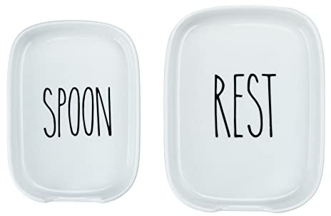 Heartland Home Porcelain Nesting Spoon Rest for Stove Top or Kitchen Counter. 2pc Cooking Spoon Holder (Spoon/Rest). Utensil Rest and Small Spoon Rest. Smart Kitchen Gadgets and Cute Kitchen Gifts