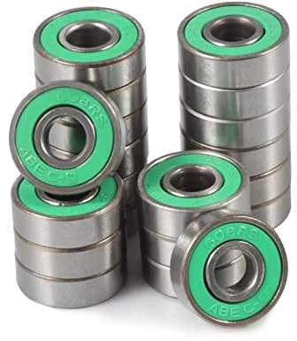 SPEEDWOX Skateboard-Kugellager, 608 RS, doppelte Gummidichtung, Miniaturlager, Karbonstahl, Rillenlager für Skateboard, Longboard, Rollschuh, Fidget Spinner, Grün, 20 Stück