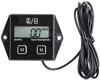 TOTMOX Tachymètre de moteur numérique pour petit moteur 2 temps et 4 temps, compteur horaire inductif, batterie remplaçable Tachymètre étanche IP67 pour tronçonneuse Marine ATV Moto UTV Moteur
