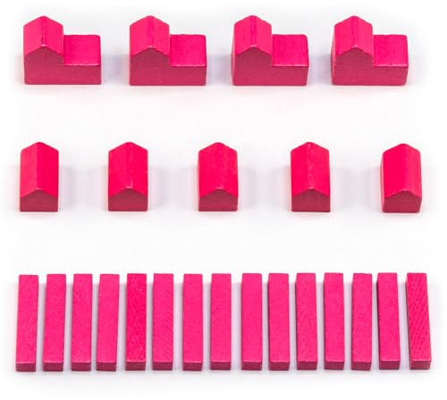 Waldfelsen® Hozfiguren: 4 Städte, 5 Siedlungen und 15 Straßen geeignet für Die Siedler (Farbe: Pink)
