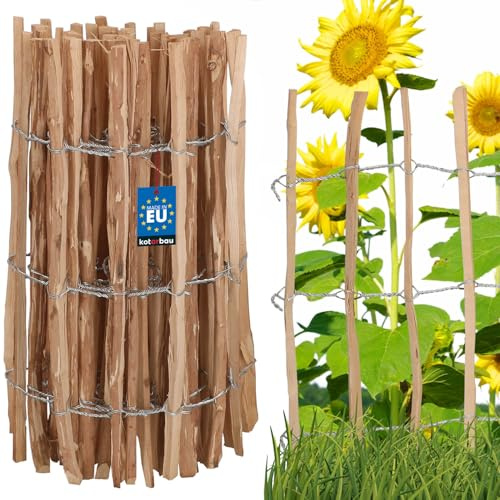 KOTARBAU® Staketenzaun Rollzaun 5m aus Haselnusslatten für Pflanzen und Rasen 70 cm Kastanienzaun aus Haselnuss Holzzaun Gartenzaun Staketenabstand 7-8 cm