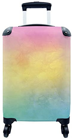 MuchoWow© Koffer Handgepäck Trolley Rollkoffer Kleine Reisekoffer mit 4 Rollen - Aquarell - Abstrakt - Regenbogen - Cabin Size < 55x40x23 & 55x40x20 cm - Fotokoffer - Kabinenkoffer - Boardgepäck