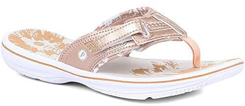 Pavers Touch-Fastening Toe Post Sandals - Rose Gold Size 5