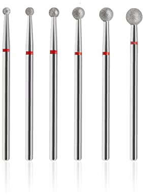 SQULIGT 6Pcs Nail Drill Bits, Ball Head 3/32'' Cuticle Clean Nail Bit for Electric Nail File Machine, Suitable for Acrylic Manicure Pedicure Cuticle Gel Polishing, Nail Salon Supply