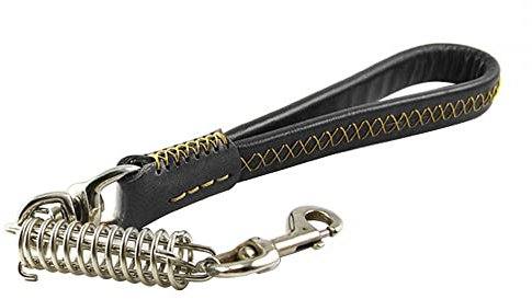 Kurzführer Hund, 50cm Hundeleine, Leder Führleine mit Ruckdämpfer für Labrador, Golden Retriever, Husky, Bulldogge, Beagle, Deutscher Schäferhund, Mittelgroße und Große Hunde