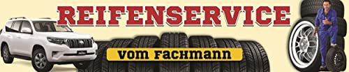 Banner 2,5 m 'REIFENSERVICE vom Fachmann' XXL Werbung PVC-Plane mit Ösen zum Aufhängen