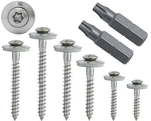 Stahlia Spenglerschrauben mit Dichtscheibe 4,5x80mm Torx Blechschrauben (200 Stück) Edelstahlschrauben Trapezblechschrauben DIN 9171 inkl. Bit TX20