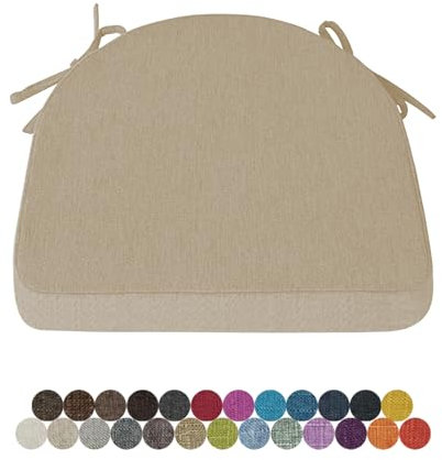 Lsjoaw 1 Stück Stuhlkissen Sitzkissen Stuhl 43X42X40X8 Sitzpolster mit Bindeband Rutschfestes Zierkissen Gartenkissen Halbrund Auflage für Stühle Indoor/Outdoor Sitzauflage,Light Grey