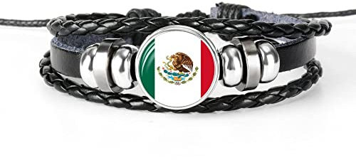 Geflochtenes Armband Mit Mexiko-Flagge – Flaggen-Glasknopf-Armbänder,Schmuck,Steampunk,Verstellbares,Handgefertigtes Armband Für Mann Und Frau,Personalisiertes Gewebtes Armband-Zubehör,Wie Ab