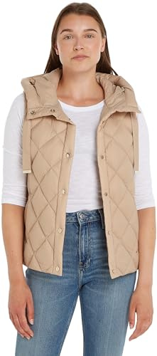 Tommy Hilfiger Damen Weste Down Quilted Collarless Vest Dünn