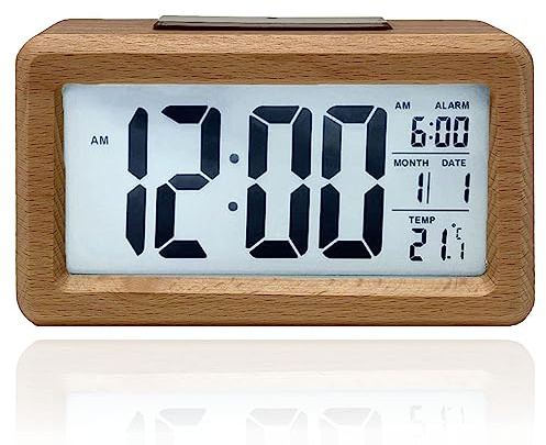 LED Wecker zweifarbig Holz Schlummerfunktion Schlummern Digital Beleuchtet