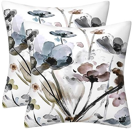 DILOXNSU Kissenbezug 50x50 2er Set Kissenbezüge Kunst Aquarell Blume Deko Kissen Samt Sofakissen Modern Abstrakte Kissenhülle Dekokissen Aesthetic Couchkissen für Sofa Couch Wohnzimmer Zierkissen