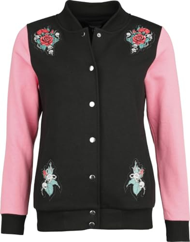 Rock Rebel by EMP Femme veste collège noire/rose avec bordures côtelées S
