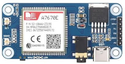 Coolwell Cat-1/GSM/GPRS/GNSS HAT for Raspberry Pi Raspberry Pi 5 4B+ 4B 3B+ 3B 2B+ Zero W WH Jetson Nano Based On A7670E Module GNSS Positioning Support LTE Cat-1 / 2G
