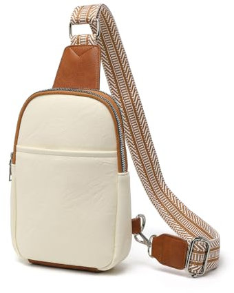 Miss Lulu Brusttasche Damen Klein PU-Leder Verstellbarer Gurt 3 Fächer für Reisen Pendeln & Spaziergänge