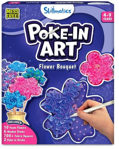 Skillmatics Poke-in Art - Flower Bouquet, Mess-Free Fun for Kids, DIY Sewing Craft Kits, Creative Activity, Gifts for Girls & Boys Ages 4, 5, 6, 7, 8, 9