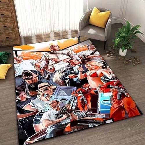 yyxsgdmw Klassisches Spiel G-T-A Bedruckte Fußmatte Teppich 15 Größen Wohnzimmer Schlafzimmer Nachttisch Fensterbank Badezimmer Fußmatte Home Dekoration H725 80×120Cm