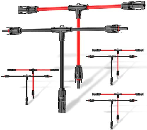 MXRPV Solar-Anschlusskabel,Solar-Panel Y Zweig Parallelverbinder,30A 1000V 6mm² 2 bis 4 Splitter Solar-Panel-Steckverbinder Verlängerungskabel Solarkabel Stecker (4 Paare, T Parallelverbinder)