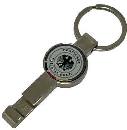 DFB Fußball Sport Replika Schlüsselanhänger Key-Ring-Chain EM EURO WM Nationalmannschaft Deutschland Öffner Universal Flaschenöffner mit Einkaufswagen Chip Logo