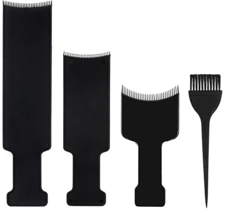 Balayage Highlighting Boards with Fine Tooth for Hair Styling, 4 PCS | Plastic Hair Colouring Paddle| Balayage Hair Dye Kit| Flat Top Comb| Dye Brush