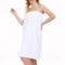North Bund Asciugamano Donna da Bagno 100% Cotone Accappatoio Doccia Kilt Abito Spugna Telo Con Chiusura in Velcro Sauna Spa Bianco