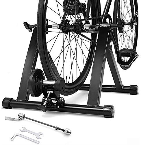Rollentrainer für Fahrräder, Faltbarer Fahrradtrainer aus Stahl, Fahrrad Heimtrainer Indoor, Fahrradtrainer Rollentrainer für Fahrräder Mountainbike (Schwarz) (Schwarz)
