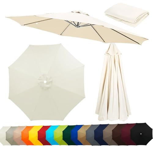 Auvent De Remplacement Pour Parasol De Terrasse 230CM 270CM 300CM, 8 Baleines Toile De Rechange Pour Parasol Déporté De Jardin, Housse De Rechange Pour Parasol De Plage(Blanc,270CM-8.8FT)