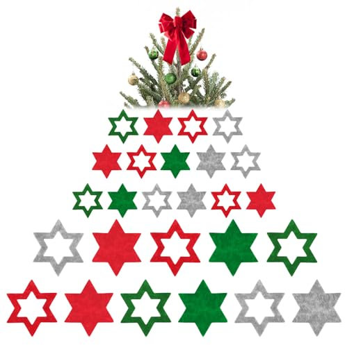 Maxmoc 240 Stück Filzsterne, Streudeko Filz Deko Weihnachten, Filz Sterne Weihnachten in 3 Stile und 4 Farben Geeignet für Weihnachtsbaum und Tischdekoration