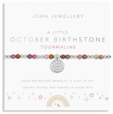 Joma Jewellery CHILDREN'S BIRTHSTONE A LITTLE OCTOBER | Silver Plated 15.5cm Stretch Bracelet stretch